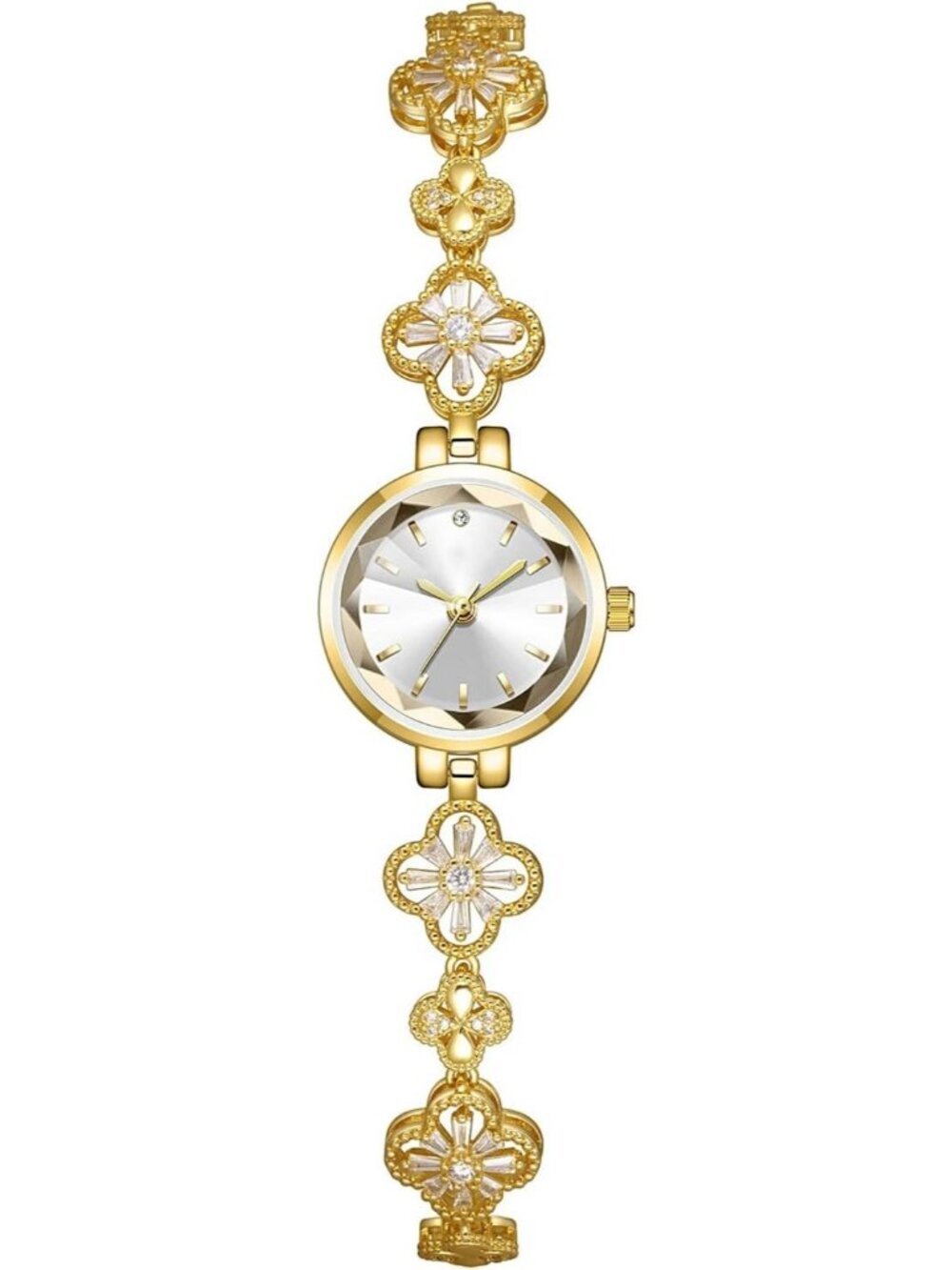 Women's Gold Luxury Ladies Hollow Four Leaf Grass Bracelet Chain Wrist Watches